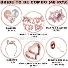 Complete Balloons Decoration Combo for Bride Bachelorette Party Decoration "BRIDE TO BE" - Golden, Black & Silver theme with With Decoration service at your place