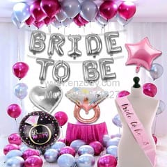 Complete Balloons Decoration Combo for Bride Bachelorette Party Decoration "BRIDE TO BE" - Golden, Black & Silver theme with With Decoration service at your place