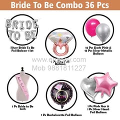 Complete Balloons Decoration Combo for Bride Bachelorette Party Decoration "BRIDE TO BE" - Golden, Black & Silver theme with With Decoration service at your place