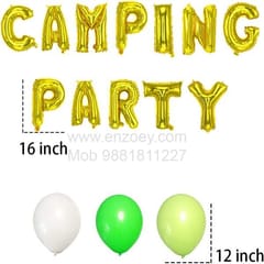 "Camping Party" Balloon Decoration Banner, Camping Birthday Party Decor With Decoration service at your place