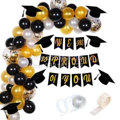 Graduation Theme Balloon Decoration & Banner Garland for Boys & Girls With Decoration service at your place