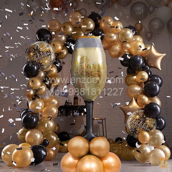 "Groom To Be" Theme Arch Balloons Decoration Kit with Black and Gold Satin Sash for Bachelorette Party, Bridal/Groom Shower for Boys With Decoration service at your place