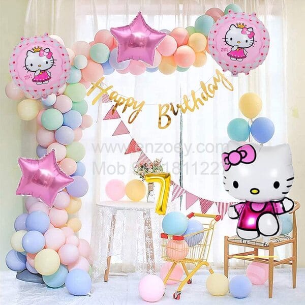 Hello Kitty Theme Foil Balloon Decoration for girls theme birthday party With Decoration service at your place