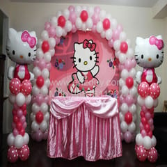 Hello Kitty Theme Foil Balloon Decoration for girls theme birthday party With Decoration service at your place