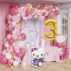 Hello Kitty Theme Foil Balloon Decoration for girls theme birthday party With Decoration service at your place