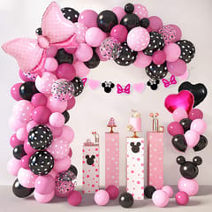 Minnie Mouse theme Balloons decoration combo for boys and girls theme birthday party with Metallic balloons With Decoration service at your place