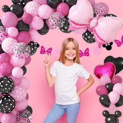 Minnie Mouse theme Balloons decoration combo for boys and girls theme birthday party with Metallic balloons With Decoration service at your place