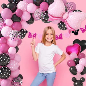 Minnie Mouse theme Balloons decoration combo for boys and girls theme birthday party with Metallic balloons With Decoration service at your place