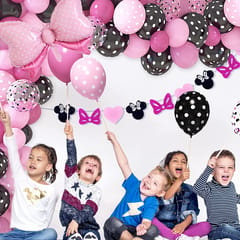 Minnie Mouse theme Balloons decoration combo for boys and girls theme birthday party with Metallic balloons With Decoration service at your place