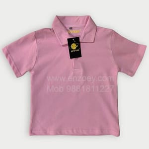 Short-Sleeve Button Polos T-Shirt in Pink Color
