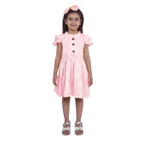 Cotton Crepe Frock - Baby Pink