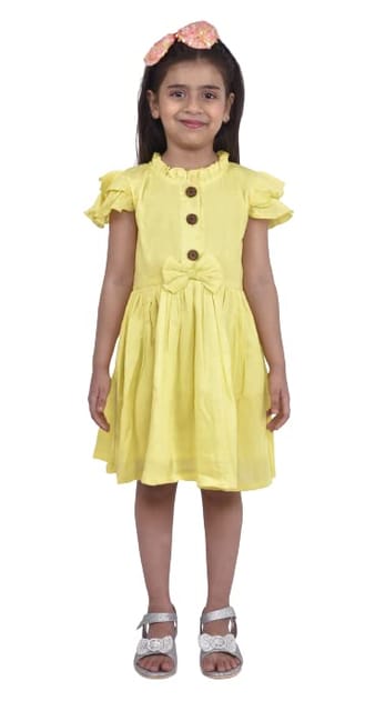 Cotton Crepe Frock - lemon yellow