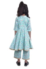 Cotton Ethnic Dress- Ocean Green