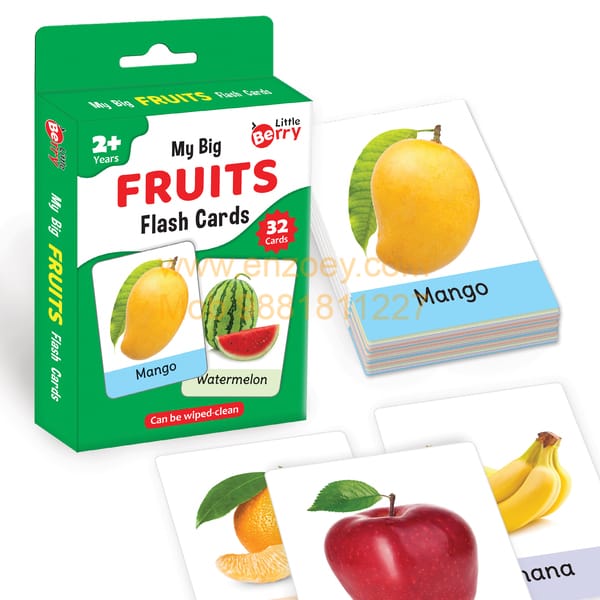 FRUITS Flash Cards for Kids (32 Cards) Fun Learning Toy for 2-6 years