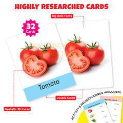 VEGETABLES Flash Cards for Kids (32 Cards) Fun Learning Toy for 2-6 years