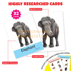 ANIMALS Flash Cards for Kids (32 Cards) Fun Learning Toy for 2-6 years