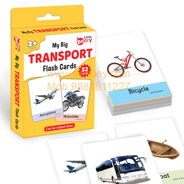 TRANSPORT Flash Cards for Kids (32 Cards) Fun Learning Toy for 2-6 years