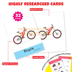 TRANSPORT Flash Cards for Kids (32 Cards) Fun Learning Toy for 2-6 years