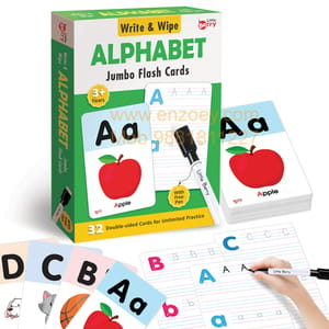 ALPHABET Write & Wipe Jumbo Flash Cards (With Marker Pen) for Kids 2+ Years