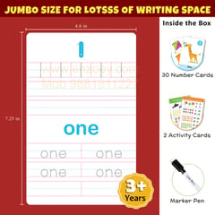 NUMBERS Write & Wipe Jumbo Flash Cards (With Marker Pen) for Kids 2+ Years