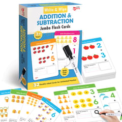 ADDITION & SUBTRACTION Write & Wipe Math Flashcards (With Marker Pen) - 32 Cards