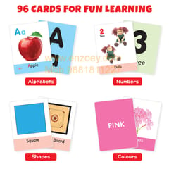 Big Flash Cards for Kids (Set of 3): ABC, Numbers, Shapes and Colours - 96 Cards