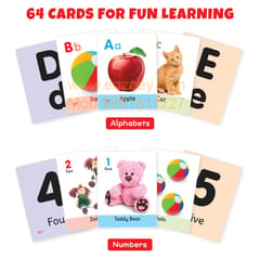 Big Flash Cards for Kids (Set of 2): Alphabets and Numbers - 64 Cards