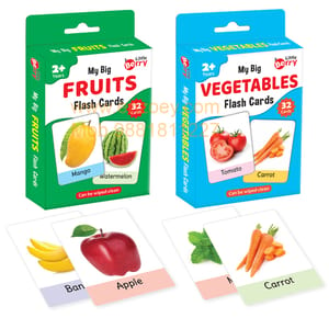 Big Flash Cards for Kids (Set of 2): Fruits and Vegetables - 64 Cards