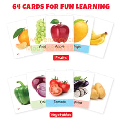 Big Flash Cards for Kids (Set of 2): Fruits and Vegetables - 64 Cards