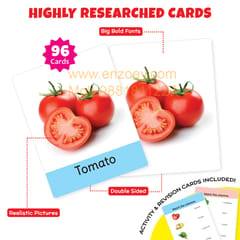 Big Flash Cards for Kids (Set of 3): Fruits, Vegetables and Animals - 96 Cards