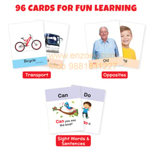 Big Flashcards for Kids (Set of 3): Transport, Opposite & Sight Words - 96 Cards