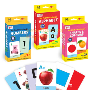 My First Flash Cards for Kids (Set of 3): ABC, Number, Shape & Colour - 108 Card