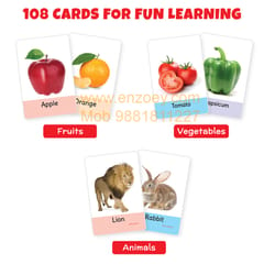 My First Flash Cards for Kids (Set of 3): Fruits, Vegetable & Animal - 108 Cards