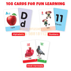 First Flash Cards for Kids (Set of 3): ABC, Numbers, Hindi Varnmala - 108 Cards