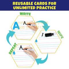 Reusable Flash Cards Set for Kids - 160 Write and Wipe Cards with Marker Pen