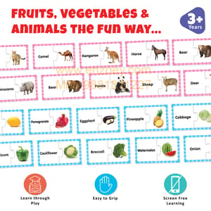 Fruits, Vegetables and Animals Early Learning Puzzles for Kids - Educational Toy