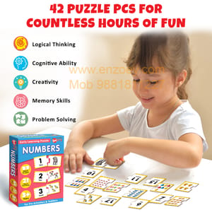 Numbers Learning Puzzle (42 Pcs) & Flash Cards for Kids (32 Write & Wipe Cards)