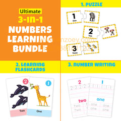 Numbers Learning Puzzle (42 Pcs) & Flash Cards for Kids (32 Write & Wipe Cards)