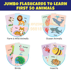 Animals Learning Puzzle (42 Pcs) & Flash Cards for Kids (32 Write & Wipe Cards)