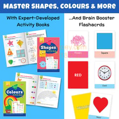 Shapes and Colours Puzzle Combo For Kids With Activity Book and Flash Cards (112 Pieces)