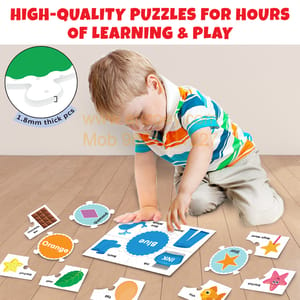 Shapes and Colours Puzzle Combo For Kids With Activity Book and Flash Cards (112 Pieces)