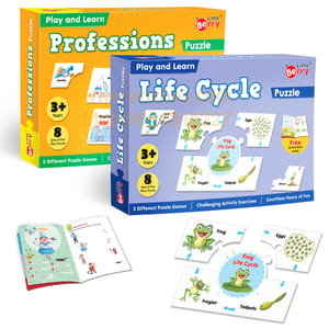 Professions & Life Cycle Puzzle Combo For Kids With Activity Books