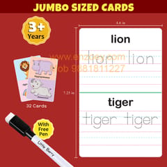 ANIMALS Write & Wipe Jumbo Flash Cards (With Marker Pen) - Educational Toy