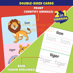 ANIMALS Write & Wipe Jumbo Flash Cards (With Marker Pen) - Educational Toy