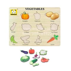 Wooden Puzzles Brain Teasers Toy Educational Gift for Baby Toddlers Kids (Fruits & Vegetables)