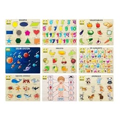 Wooden Puzzle Without Knobs Educational and Learning Toy for Kids(Set of 9)