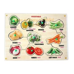 Wooden Puzzle with Knobs Educational and Learning Toy for Kids (Alphabet & Vegetables)