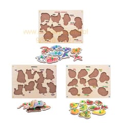 Wooden Puzzle with Knobs Educational and Learning Toy for Kids (Fruit, Animal & Aquatic)