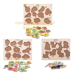 Wooden Puzzle with Knobs Educational and Learning Toy for Kids (Fruit-Vegetable-Animal)