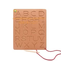 Wooden Educational Capital Alphabet and Number Writing Practice Board Toy, 2-6 Years (Brown) Set of 2 Boards